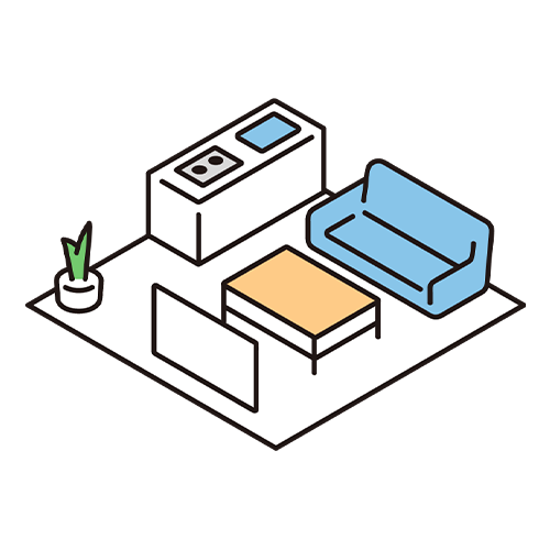 家具が配置された部屋のイラスト